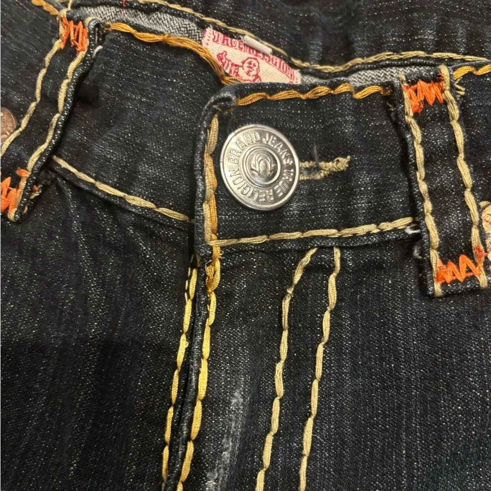 True Religion Billy Super T Dark Denim Jeans with Stitching size 34